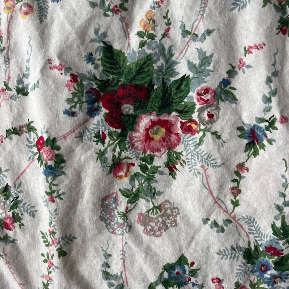 Ralph Lauren vintage Blaine Elaine floral flat sheet with ruffles size full